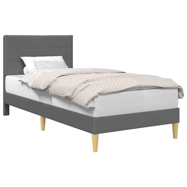 Grote foto vidaxl bedframe met hoofdeinde donkergrijs 80 x 200 cm stof antiek en kunst stoelen en banken