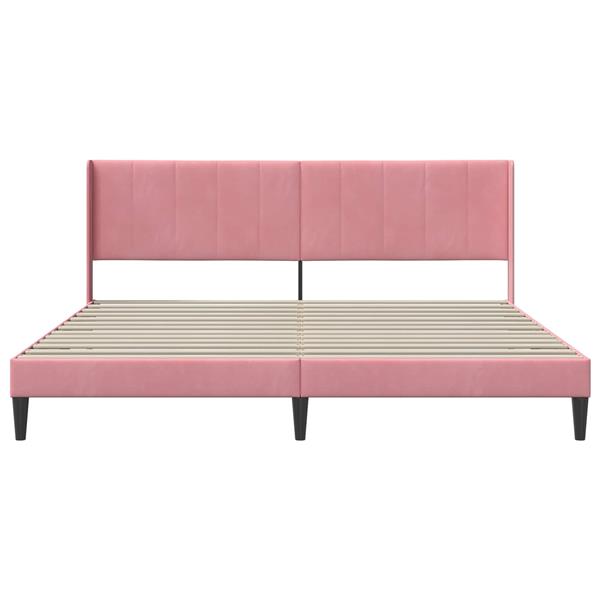 Grote foto vidaxl bedframe met hoofdeinde roze 200 x 200 cm fluweel antiek en kunst stoelen en banken