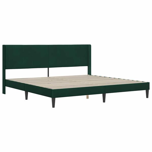 Grote foto vidaxl bedframe met hoofdeinde donkergroen 200 x 200 cm fluweel antiek en kunst stoelen en banken