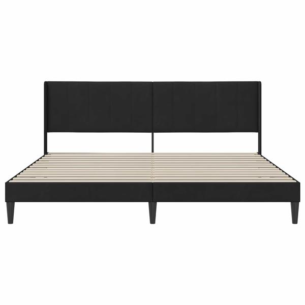 Grote foto vidaxl bedframe met hoofdeinde zwart 180 x 200 cm fluweel antiek en kunst stoelen en banken