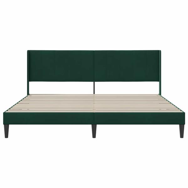 Grote foto vidaxl bedframe met hoofdeinde donkergroen 180 x 200 cm fluweel antiek en kunst stoelen en banken