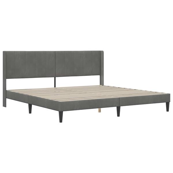 Grote foto vidaxl bedframe met hoofdeinde donkergrijs 180 x 200 cm fluweel antiek en kunst stoelen en banken