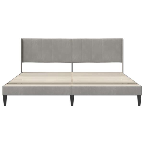 Grote foto vidaxl bedframe met hoofdeinde lichtgrijs 180 x 200 cm fluweel antiek en kunst stoelen en banken