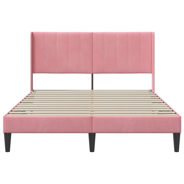 Grote foto vidaxl bedframe met hoofdeinde roze 160 x 200 cm fluweel antiek en kunst stoelen en banken