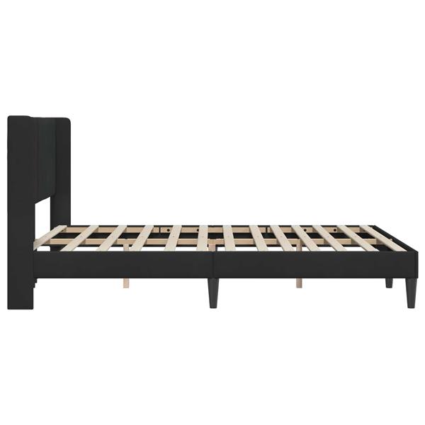 Grote foto vidaxl bedframe met hoofdeinde zwart 140 x 200 cm fluweel antiek en kunst stoelen en banken