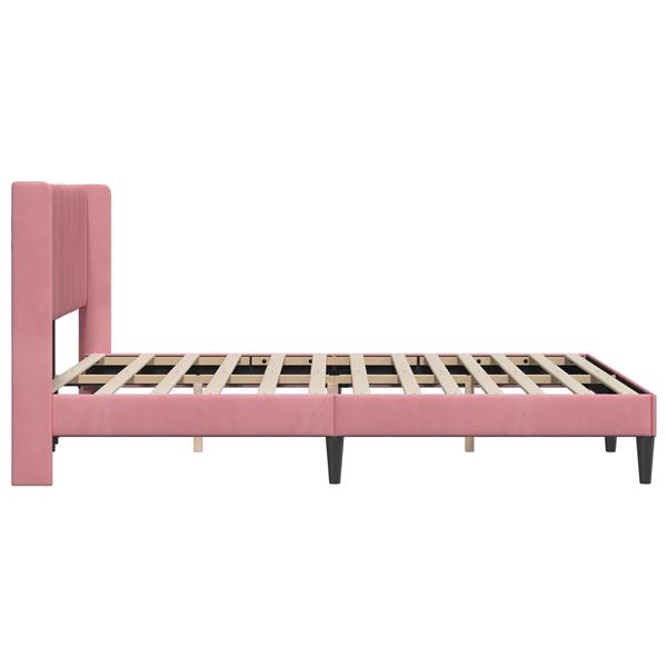 Grote foto vidaxl bedframe met hoofdeinde roze 140 x 190 cm fluweel antiek en kunst stoelen en banken