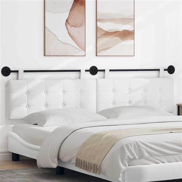 Grote foto vidaxl hangend hoofdeinde wandgemonteerd wit 210 x 55 x 5 cm antiek en kunst stoelen en banken