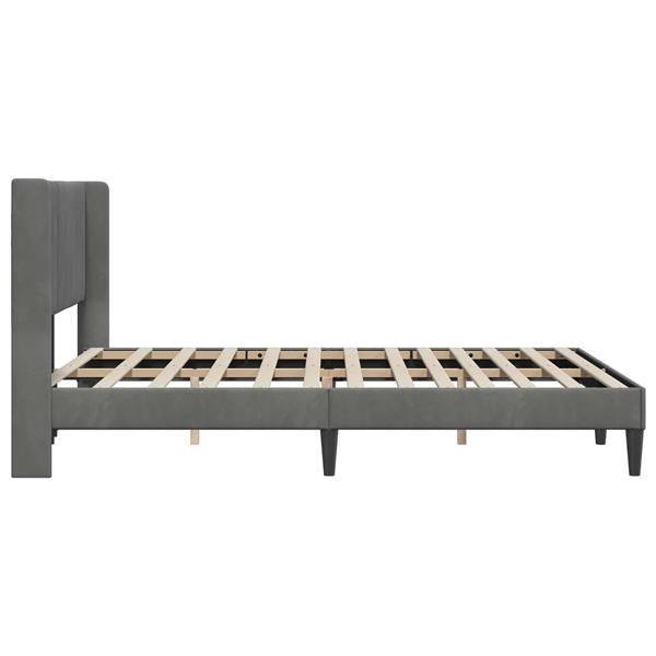Grote foto vidaxl bedframe met hoofdeinde donkergrijs 120 x 200 cm fluweel antiek en kunst stoelen en banken