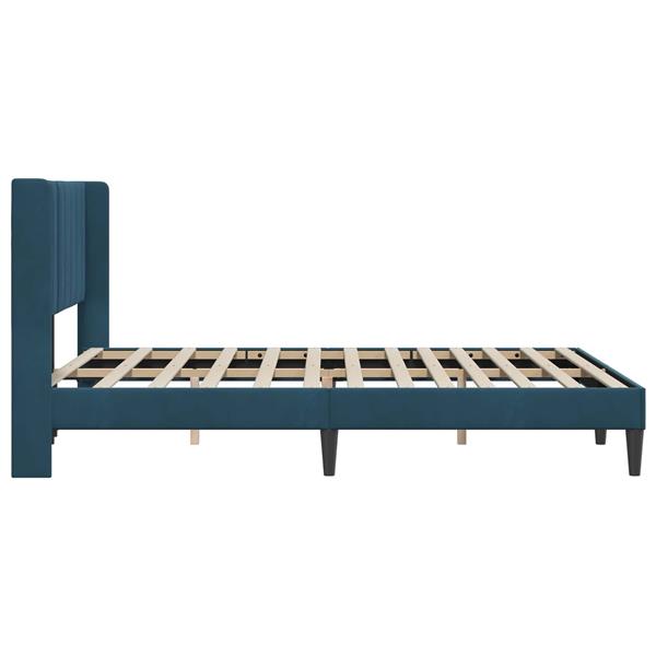 Grote foto vidaxl bedframe met hoofdeinde blauw 120 x 190 cm fluweel antiek en kunst stoelen en banken