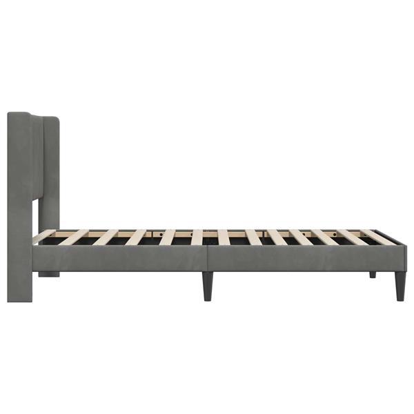 Grote foto vidaxl bedframe met hoofdeinde donkergrijs 100 x 200 cm fluweel antiek en kunst stoelen en banken