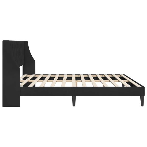 Grote foto vidaxl bedframe met hoofdeinde zwart 200 x 200 cm fluweel antiek en kunst stoelen en banken