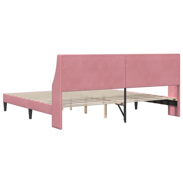Grote foto vidaxl bedframe met hoofdeinde roze 200 x 200 cm fluweel antiek en kunst stoelen en banken
