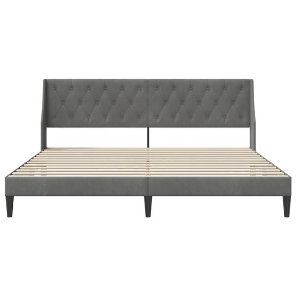 Grote foto vidaxl bedframe met hoofdeinde donkergrijs 200 x 200 cm fluweel antiek en kunst stoelen en banken