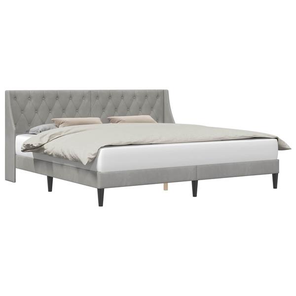 Grote foto vidaxl bedframe met hoofdeinde lichtgrijs 200 x 200 cm fluweel antiek en kunst stoelen en banken