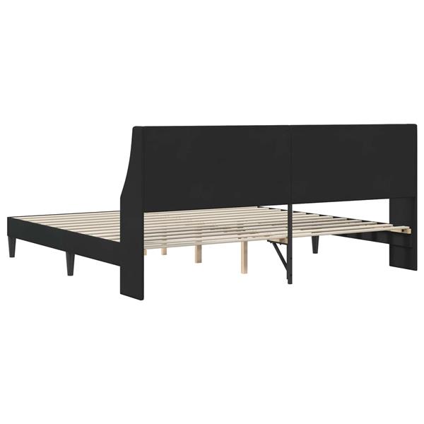 Grote foto vidaxl bedframe met hoofdeinde zwart 180 x 200 cm fluweel antiek en kunst stoelen en banken