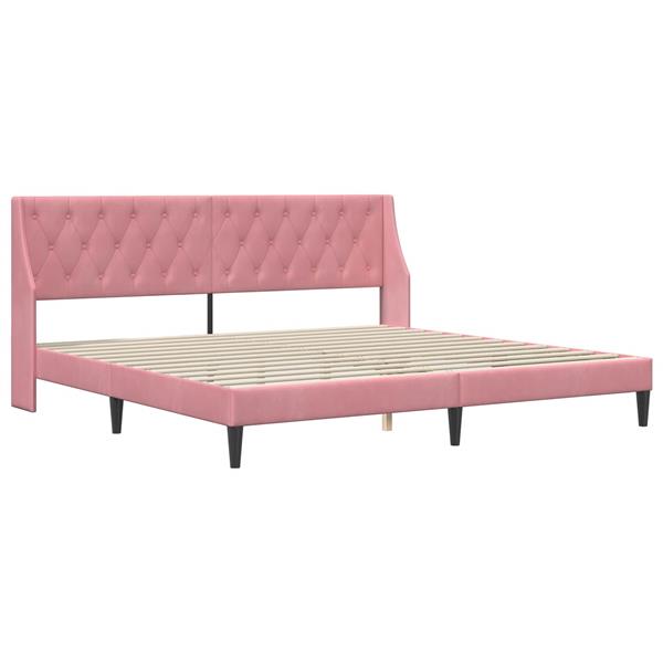 Grote foto vidaxl bedframe met hoofdeinde roze 180 x 200 cm fluweel antiek en kunst stoelen en banken