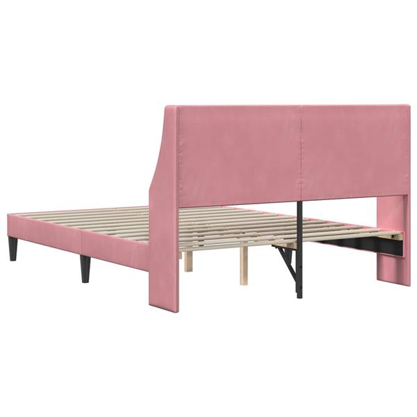 Grote foto vidaxl bedframe met hoofdeinde roze 160 x 200 cm fluweel antiek en kunst stoelen en banken