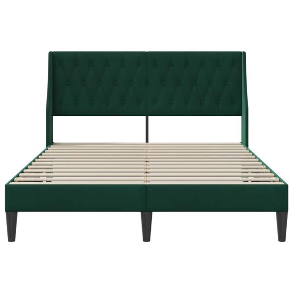 Grote foto vidaxl bedframe met hoofdeinde donkergroen 160 x 200 cm fluweel antiek en kunst stoelen en banken