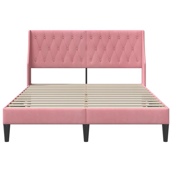 Grote foto vidaxl bedframe met hoofdeinde roze 140 x 200 cm fluweel antiek en kunst stoelen en banken