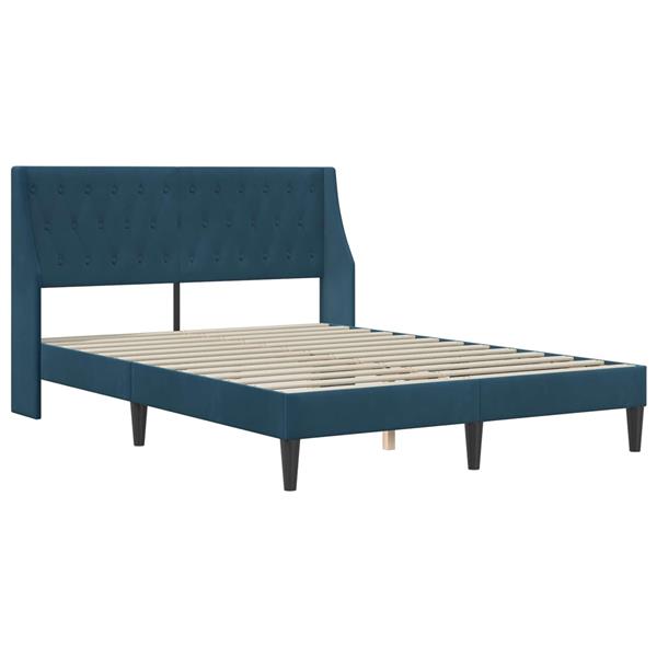 Grote foto vidaxl bedframe met hoofdeinde blauw 120 x 200 cm fluweel antiek en kunst stoelen en banken