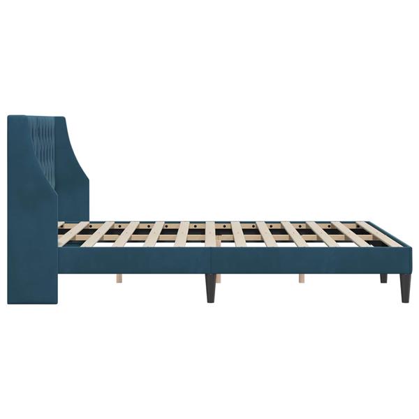 Grote foto vidaxl bedframe met hoofdeinde blauw 120 x 200 cm fluweel antiek en kunst stoelen en banken