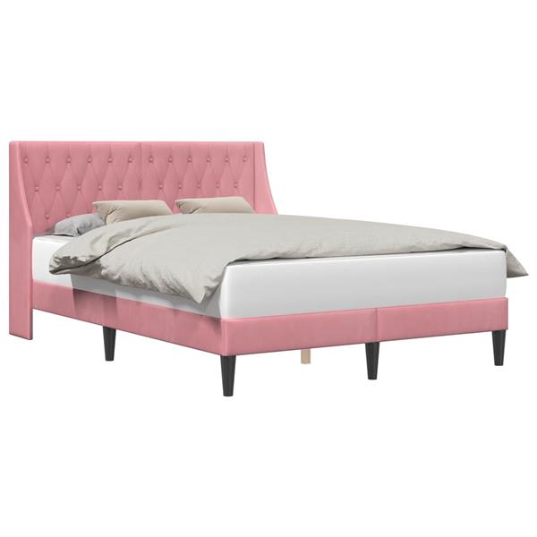 Grote foto vidaxl bedframe met hoofdeinde roze 120 x 190 cm fluweel antiek en kunst stoelen en banken