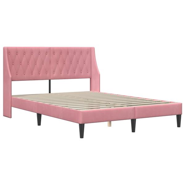 Grote foto vidaxl bedframe met hoofdeinde roze 120 x 190 cm fluweel antiek en kunst stoelen en banken