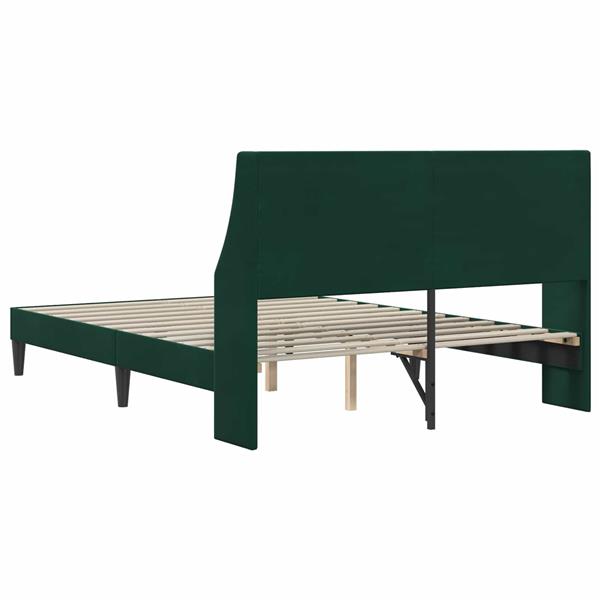 Grote foto vidaxl bedframe met hoofdeinde donkergroen 120 x 190 cm fluweel antiek en kunst stoelen en banken
