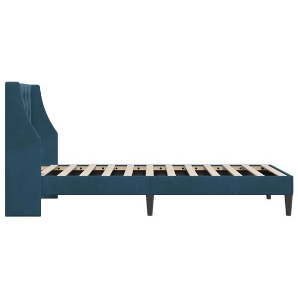 Grote foto vidaxl bedframe met hoofdeinde blauw 100 x 200 cm fluweel antiek en kunst stoelen en banken