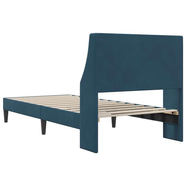Grote foto vidaxl bedframe met hoofdeinde blauw 100 x 200 cm fluweel antiek en kunst stoelen en banken