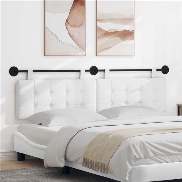 Grote foto vidaxl hangend hoofdeinde wandgemonteerd wit 190 x 55 x 5 cm stof antiek en kunst stoelen en banken