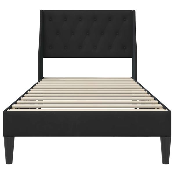 Grote foto vidaxl bedframe met hoofdeinde zwart 90 x 200 cm fluweel antiek en kunst stoelen en banken