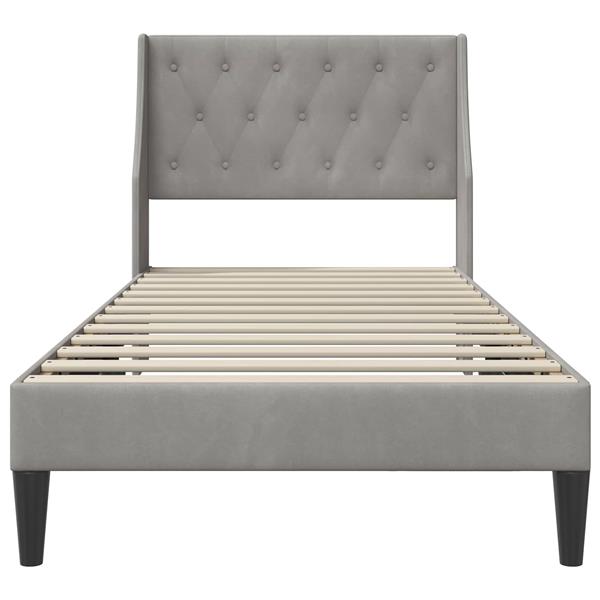 Grote foto vidaxl bedframe met hoofdeinde lichtgrijs 90 x 190 cm fluweel antiek en kunst stoelen en banken