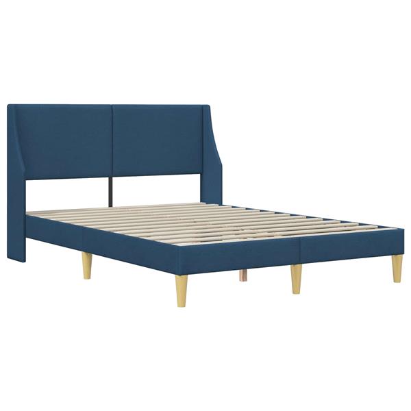 Grote foto vidaxl bedframe met hoofdeinde blauw 120 x 190 cm stof antiek en kunst stoelen en banken