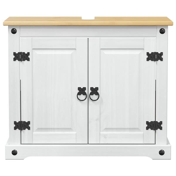 Grote foto vidaxl wastafelkast met plank wit 73 x 33 x 60 cm massief grenenhout huis en inrichting complete badkamers