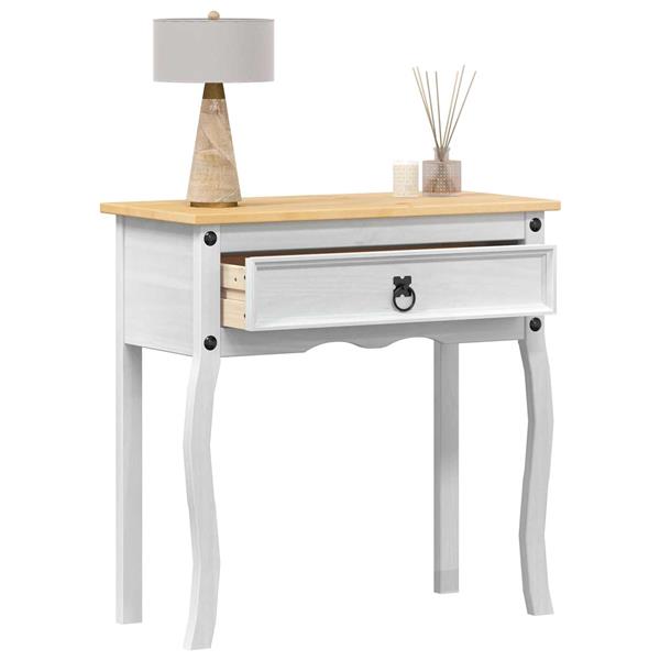 Grote foto vidaxl console tafel met lade wit 73 x 35 x 73 cm massief grenenhout huis en inrichting eettafels