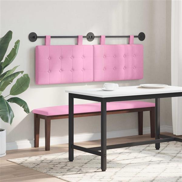 Grote foto vidaxl hangend hoofdeinde wandgemonteerd roze 130 x 55 x 5 cm antiek en kunst stoelen en banken