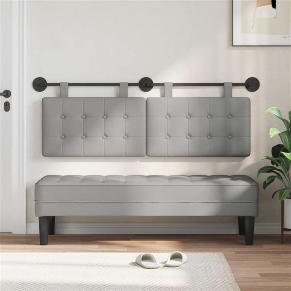 Grote foto vidaxl hangend hoofdbord wolkengrijs stof antiek en kunst stoelen en banken