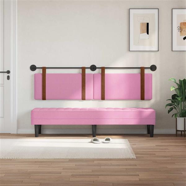 Grote foto vidaxl hangend hoofdeinde wandgemonteerd roze 180 x 40 cm bewerkt hout antiek en kunst stoelen en banken