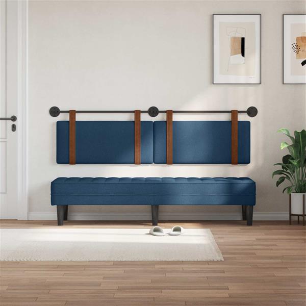 Grote foto vidaxl hangend hoofdeinde effen blauw 180 x 40 cm bewerkt hout antiek en kunst stoelen en banken