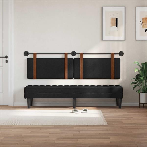 Grote foto vidaxl hangend hoofdeinde effen zwart 180 x 40 cm bewerkt hout antiek en kunst stoelen en banken