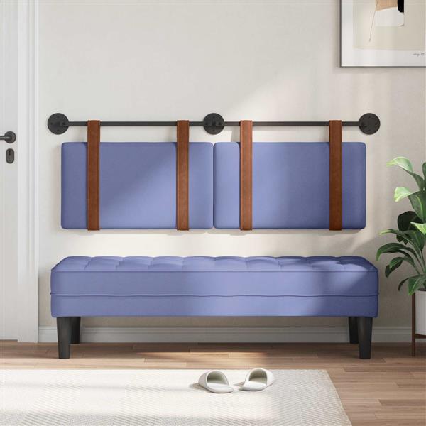 Grote foto vidaxl hangend hoofdeinde effen jeans blauw 140 x 40 cm bewerkt hout antiek en kunst stoelen en banken