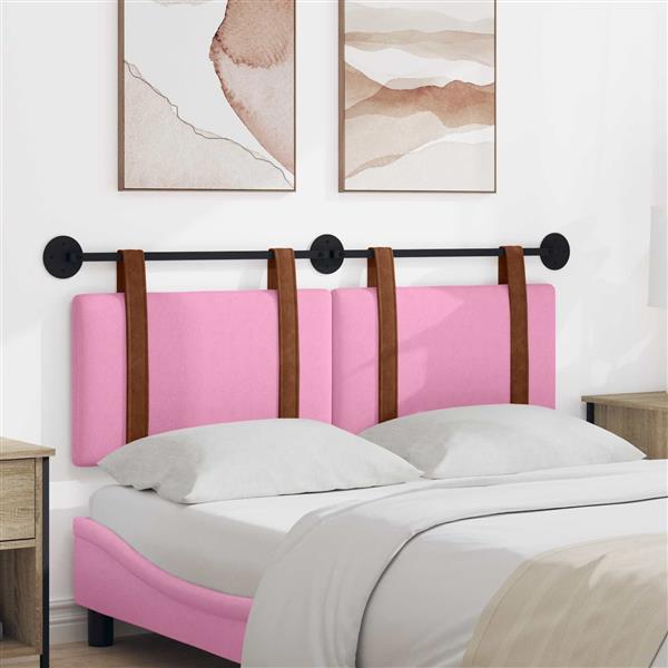 Grote foto vidaxl hangend hoofdeinde wandgemonteerd roze 140 x 40 cm bewerkt hout antiek en kunst stoelen en banken
