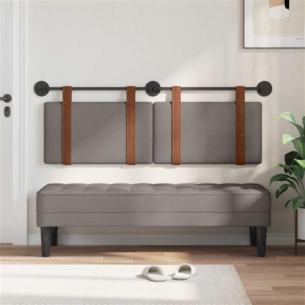 Grote foto vidaxl hangend hoofdeinde effen taupe 140 x 40 cm bewerkt hout antiek en kunst stoelen en banken