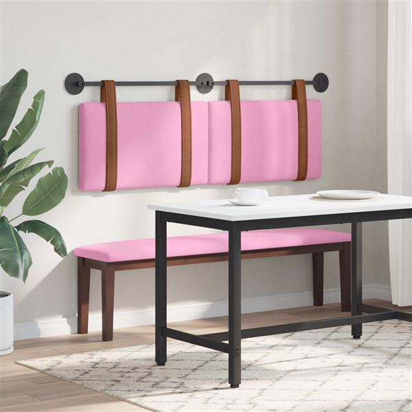 Grote foto vidaxl hangend hoofdeinde wandgemonteerd roze 120 x 40 cm bewerkt hout antiek en kunst stoelen en banken