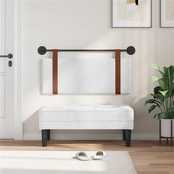 Grote foto vidaxl hangend hoofdeinde wandgemonteerd wit 100 x 40 cm bewerkt hout antiek en kunst stoelen en banken