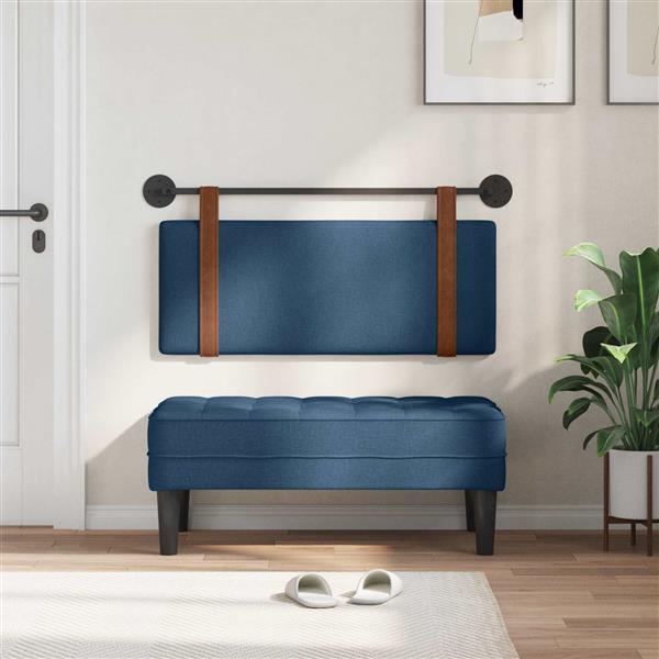 Grote foto vidaxl hangend hoofdeinde effen blauw 100 x 40 cm bewerkt hout antiek en kunst stoelen en banken