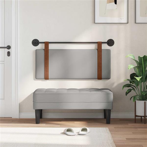 Grote foto vidaxl hangend hoofdeinde effen wolkengrijs 100 x 40 cm bewerkt hout antiek en kunst stoelen en banken