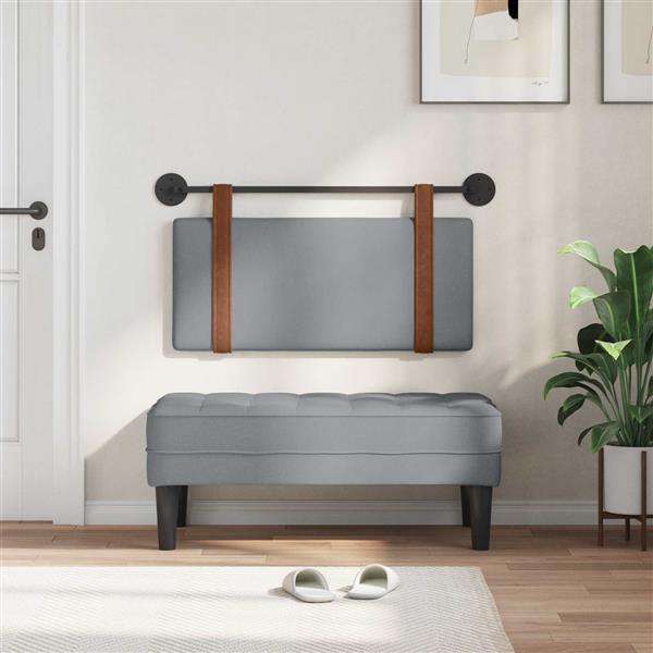 Grote foto vidaxl hangend hoofdeinde effen lichtgrijs 90 x 40 cm bewerkt hout antiek en kunst stoelen en banken