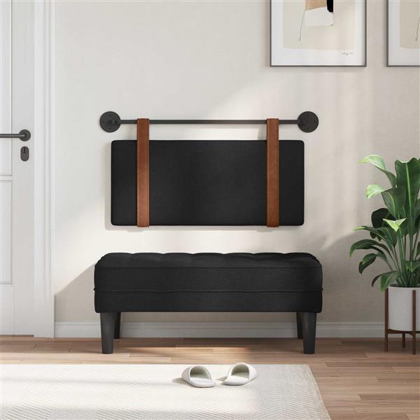 Grote foto vidaxl hangend hoofdbord zwart antiek pu antiek en kunst stoelen en banken